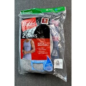 Hanes Tagless 2‎ Tanks Small S Mens Soft Breathable All Day Flex Fabric